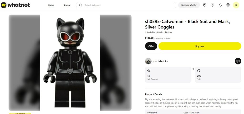 curtsbricks.com sample product on whatnot